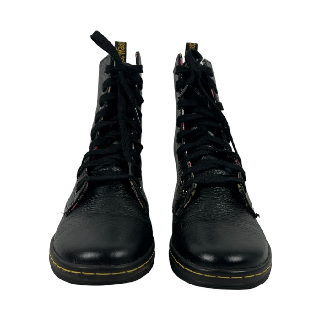 Dr. Doc Martens Boots Womens 8 Stratford Black Leather Shoes Floral Lined - Picture 5 of 12